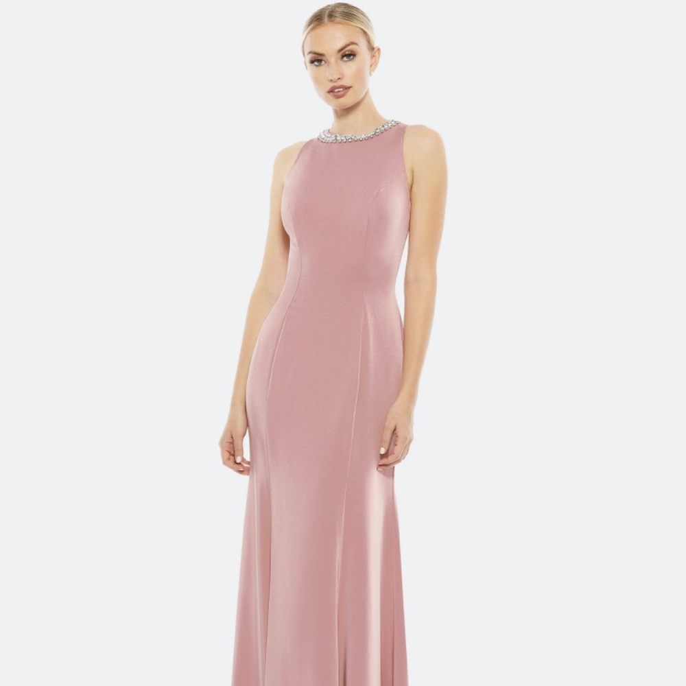 Embellished Pink Trumpet Gown by Ieena for Mac Duggal
